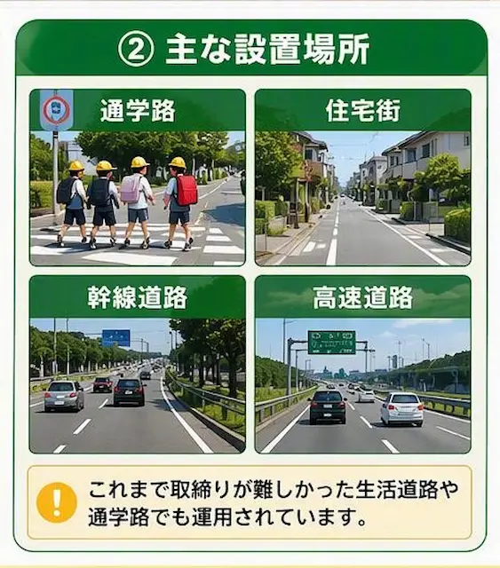 移動式オービスの主な設置場所